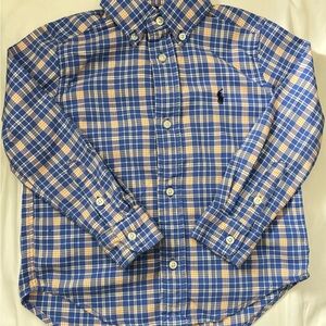 Polo Ralph Lauren Boys 3T Blue Plaid Button-Down Shirt Preppy Classic Pony Logo
